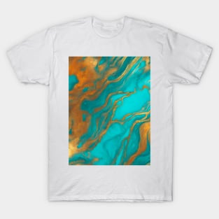 Preppy Boho Chic Bohemian Orange Turquoise Marble Swirls T-Shirt